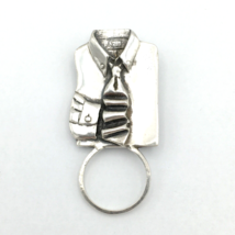 SHIRT &amp; TIE sterling silver eyeglass holder brooch - vintage mens unisex 925 pin - £21.59 GBP