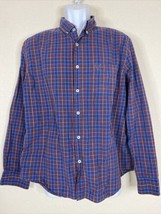 American Eagle Men Size L Dark Red Plaid Shirt Prep Fit Long Sleeve Casual - £5.50 GBP