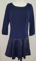 NWT Jessica Simpson Dress 8 Evening Blue Faux Leather Micropleating Drop Waist - £23.77 GBP