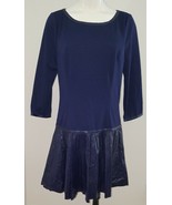 NWT Jessica Simpson Dress 8 Evening Blue Faux Leather Micropleating Drop... - £22.60 GBP