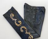 Vtg Leggiadro Leopard Jeans Womens 8 Blue Bootcut Embellished Tab Front ... - $24.94