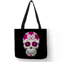 Floral Tote Bag Day Of the Dead Halloween Handbags For Women Reusable Shopping B - £13.64 GBP