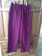 Women&#39;s Burgundy Drawstring 4 pocket Scrubs Pants Size Small by Denice - £15.97 GBP