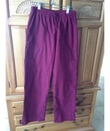 Women&#39;s Burgundy Drawstring 4 pocket Scrubs Pants Size Small by Denice - £15.89 GBP