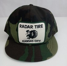 Vintage Radar Tire Kansas City Camo Patch Mesh Back Snapback Baseball Cap - $16.48