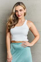 HIDDEN White Bow Down Sleeveless Ruffle Crop Top - $10.00