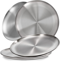 Sumerflos 304 (18/8) Stainless Steel Dinner Plates, 10&quot; round Salad Plates, Serv - £23.98 GBP