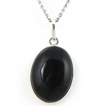 925 Sterling Silver Black Onyx Handmade Necklace 18&quot; Chain Festive Gift PS-1630 - £22.40 GBP