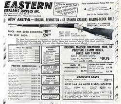 Eastern Firearms Surplus NJ 1964 Advertisement Remington Spanish Hunting... - £23.58 GBP