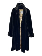 Pamela McCoy Women&#39;s Vintage Faux Fur Full Length Long Coat Collared Bla... - $69.29