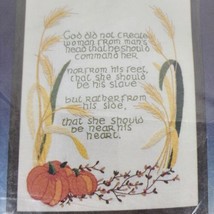 VTG Crewel Kit God Created Bible Verse Poem Fall Harvest Autumn Craft Pumpkin - £13.95 GBP