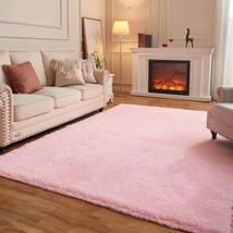 Pink Rug For Girls Bedroom,Fluffy Rectangle Rug 5&#39;X7&#39; For Kids Room,Furry Carpet - £42.41 GBP