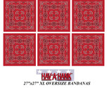 6-Hav-A-Hank XL BIG SUPER OVER-SIZED RED PAISLEY 27&quot;BANDANA Head Neck Fa... - $32.99