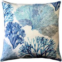 Tiger Beach Blue Coral Throw Pillow 21x21, with Polyfill Insert - £40.14 GBP