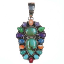 Large Southwestern sterling Multi-stone sterling cluster pendant - $282.15