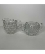 Fostoria American LARGE 10oz Creamer &amp; Open Sugar Bowls Vintage Clear Glass - $15.90