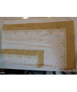 Vintage Damask Tablecloth Gold  and light beige 98&quot; x 59&quot;  roses - $101.74 CAD