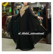 Black Dubai Party Kaftans For Festive Georgette Abaya Moroccan Dress Lon... - €58,67 EUR