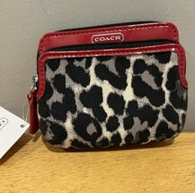 Coach Animal Cheetah Print Red Coin Wallet NEW F65368 Park  Zip - $79.19