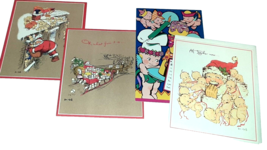 Kewpie Rose O&#39;Neill Vtg Kewpie Doll Christmas Cards x4 Used - £7.91 GBP