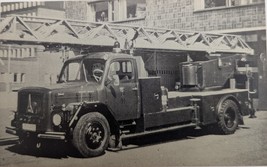 1965 Marirus 100 Ft Rear-Mount Ladder Truck Stockholm Sweden B &amp; W Post Card - £4.44 GBP