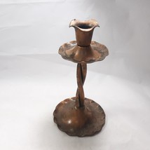 Vintage Solid Copper Candle Stick Holder Brutalist Decor Tall Twisted  - $17.82