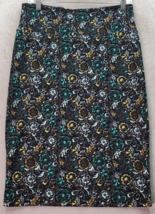 LuLaRoe Pencil Skirt Womens Medium Black Teal Floral Polyester Stretch Pull On - £14.58 GBP