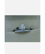 1.50 Karat Runde Moissanit 14K Weißgold Vergoldet Braut Verlobungsring Set - $131.44 CAD
