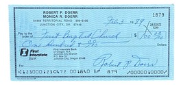 Bobby Doerr Boston Red Sox Signed Bank Check #1879 BAS - £52.44 GBP