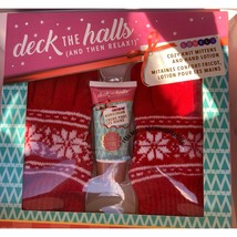 Deck The Halls Cozy Knit Mittens And Hand Lotion Bundle Red Christmas Gift Box - £7.00 GBP