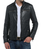 Mens Leather Jacket Stylish Genuine Lambskin Motorcycle Bomber Biker Jac... - $117.50