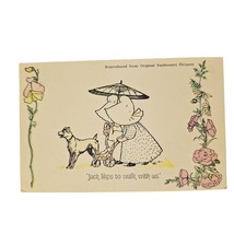 Postcard Jack Likes To Walk With Us Two Girls Carrying Babydolls Chrome ... - $6.92