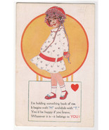 Girl Hat Riddle Heart Love Valentine Day&#39;s Holiday Greeting 1922 postcard - £3.90 GBP