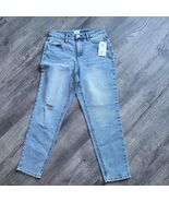 New NWT Time and Tru Women s High Rise Mom Cotton Blend Stretch Blue Jea... - $271.73 MXN