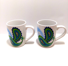 Set of 2 Royal Norfolk Coffee Mugs Paisley Multicolor 4&quot; tall - Stoneware - £13.06 GBP