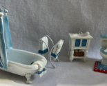 Collections ETC Doll House Bathroom tub Shower sink Set Christmas Holiday - $27.67