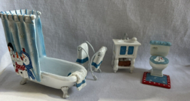 Collections ETC Doll House Bathroom tub Shower sink Set Christmas Holiday - $27.67