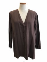 Eileen Fisher Sweater Minimalist Cardigan Tunic Lagenlook Silk M/L B10 1... - £21.78 GBP