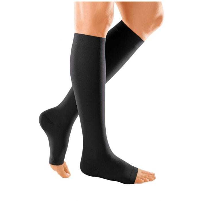 Duomed Soft Class 1 Below Knee Compression Stockings Open Toe L Black - $17.62