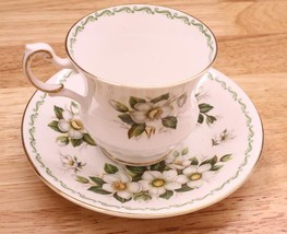 Vintage English China Queens Special Flowers Christmas Rose Teacup &amp; Saucer - £19.08 GBP