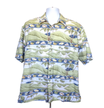 Pierre Cardin Men&#39;s XL Hawaiian Palm Trees, Golf Clubs Print Shirt - £14.26 GBP