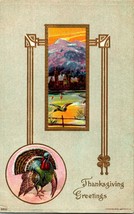Vtg Postcard 1909 Art Deco Thanksgiving Turkey Greetings James Bien &amp; Co - £11.12 GBP