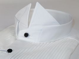 Mens 100% Italian Cotton Tux Formal Shirt SORRENTO Turkey 4846 White Wing tip image 2