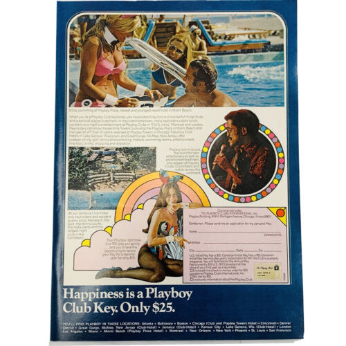 1972 Playboy Club Vintage Magazine Print Ad Sammy Davis Jr Bunnies 8" x 11" - $6.62