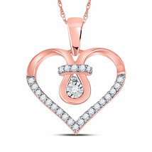 10kt Rose Gold Womens Round Diamond Knot Heart Pendant 1/8 Cttw - £173.44 GBP