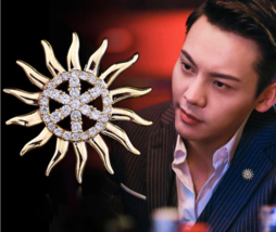 Sun Brooch Vintage Look Gold Plated Stunning Star Suit Coat Broach Pin New GGG34 - £16.13 GBP