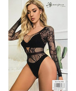 Women&#39;s Fishnet Mesh Black Festival Rave One Piece Bodysuit - $19.79