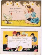 Easter Postcards (2) Hen Eggs Children Rabbit Daffodils - £1.73 GBP