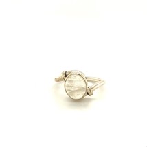 Vintage Signed Sterling Silver Handmade Crystal Quartz Bypass Ring Band size 9 - £31.19 GBP