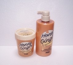 Victoria's Secret PINK Honey Ginger 2 Piece Set Rejuvenating Lotion & Body Scrub - £21.57 GBP